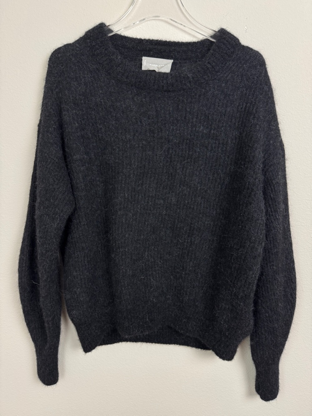 Everlane Cocoon Crew Sweater in Alpaca Sz L Heathered Black